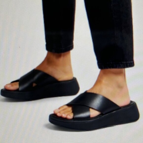 Fit Flop F-Mode Leather Platform Slides - Picture 1 of 5